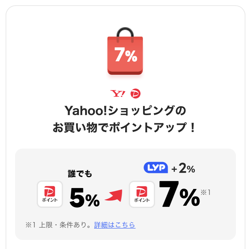 LYPプレミアム特典　Yahoo!ショッピングのお買い物でポイントアップ